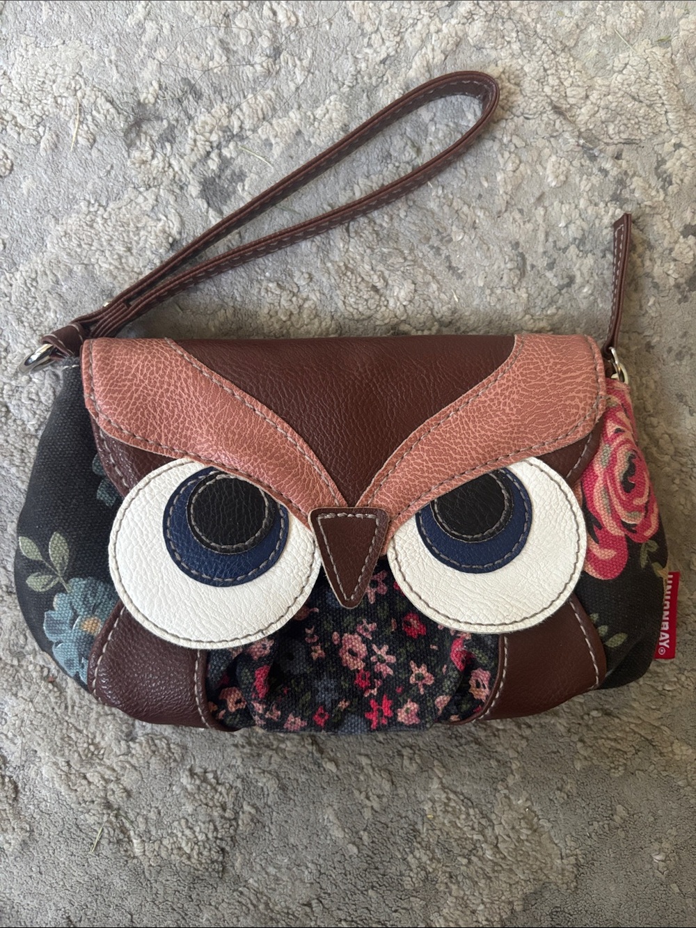 UNIONBAY Owl Wristlet Clutch - Brown, Pink, Blue & White